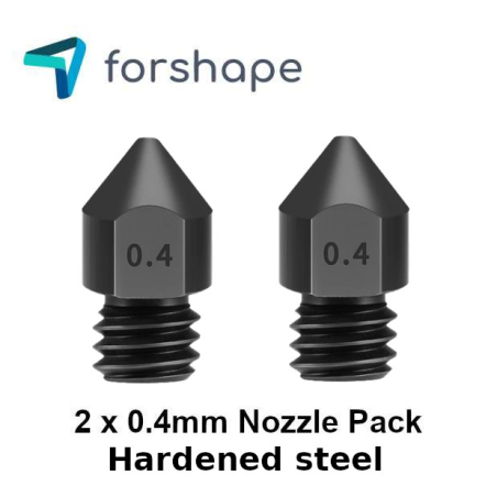 Satz von 2 Düsen aus gehärtetem Stahl MK8 Forshape 0.4mm