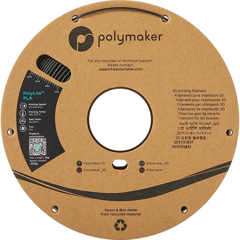 PolyLite PLA Schwarz - 1.75mm - 1 kg