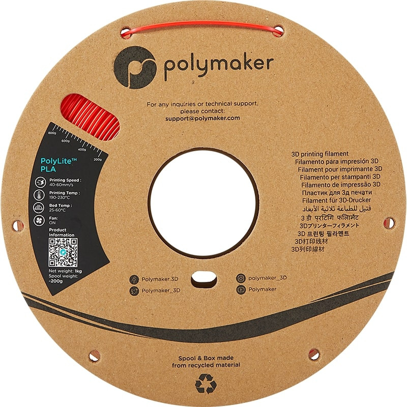 Polymaker PolyLite PLA Rot - 1.75mm - 1 kg