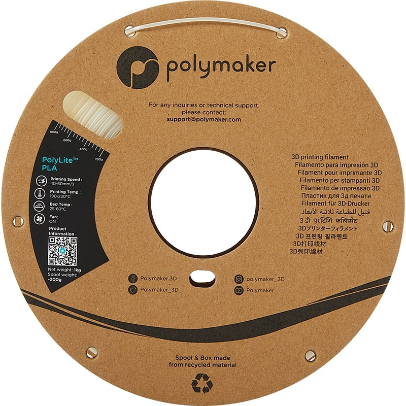 PolyLite PLA Natur Polymaker - 2.85mm - 1 kg