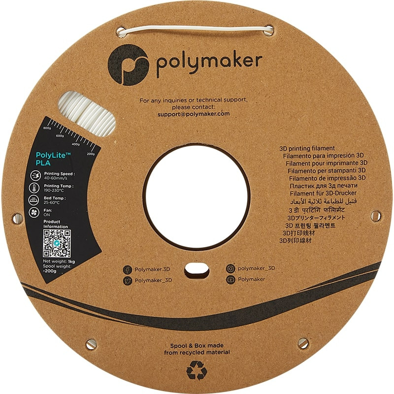 PolyLite PLA Weiß Polymaker - 2.85mm - 1 kg