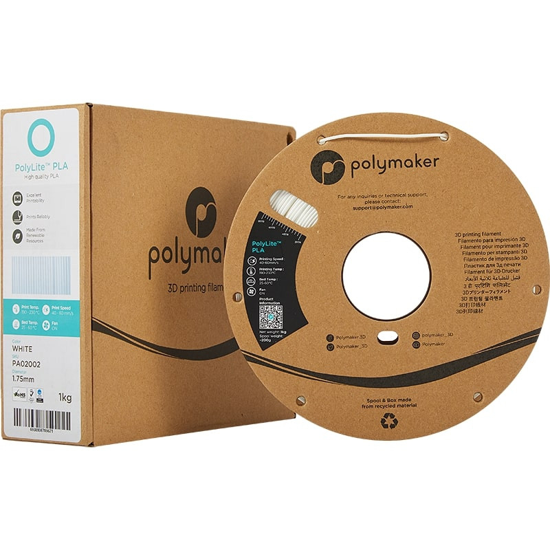 PolyLite Packaging PLA Weiß Polymaker - 2.85mm - 1 kg