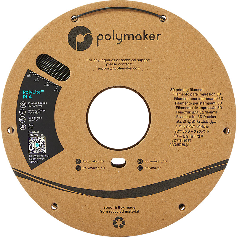 PolyLite PLA Schwarz Polymaker - 2.85mm - 1 kg