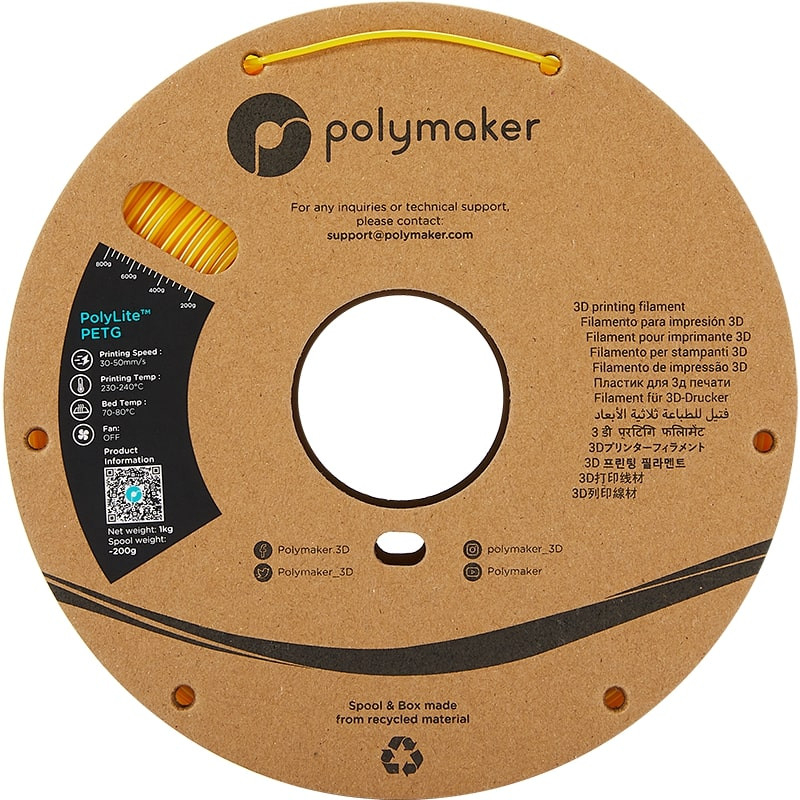 PolyLite PETG Gelb Polymaker - 1.75mm - 1 kg