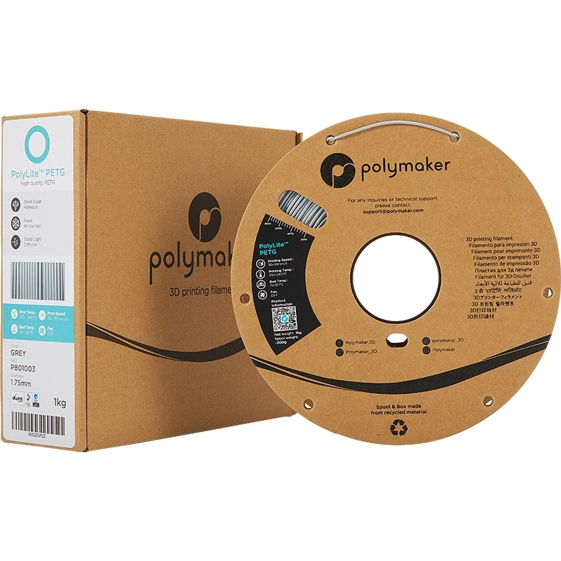 PolyLite Packaging PETG Grau - 1.75mm - 1 kg