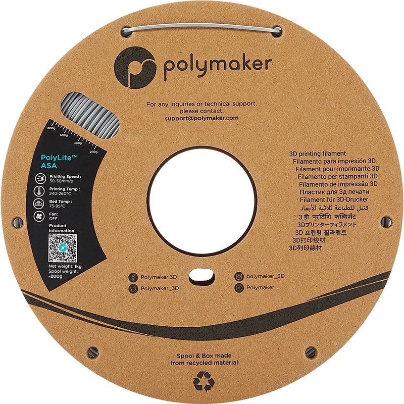 PolyLite Filament ASA Grau - 1.75mm - 1 kg