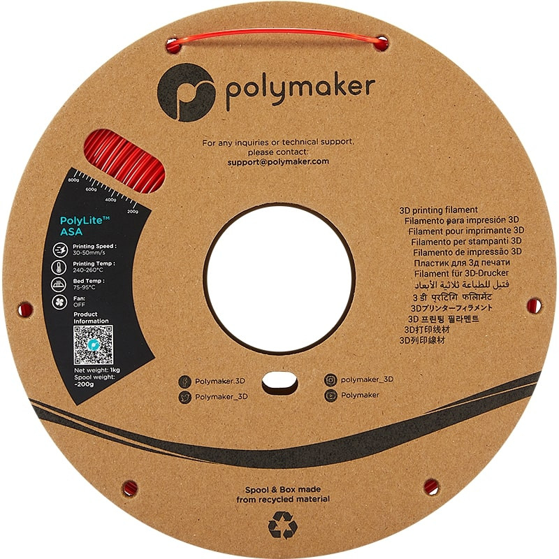 PolyLite Filament ASA Rot - 1.75mm - 1 kg