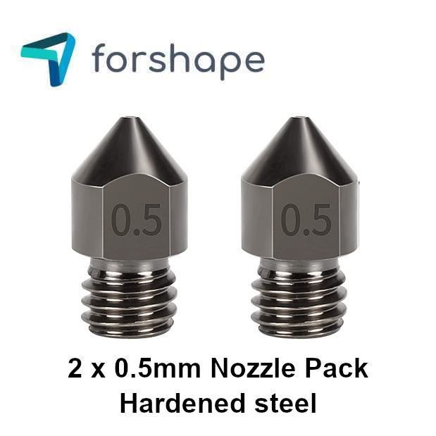 Satz von 2 Düsen aus gehärtetem Stahl MK8 Forshape 0.5mm