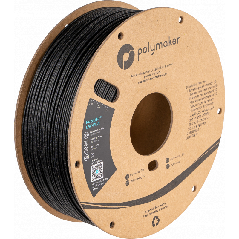 PolyLite LW-PLA Schwarz - 1.75mm - 800 g