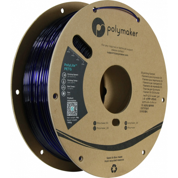 PolyLite PETG Transluzentes Blau - 1.75mm - 1 kg