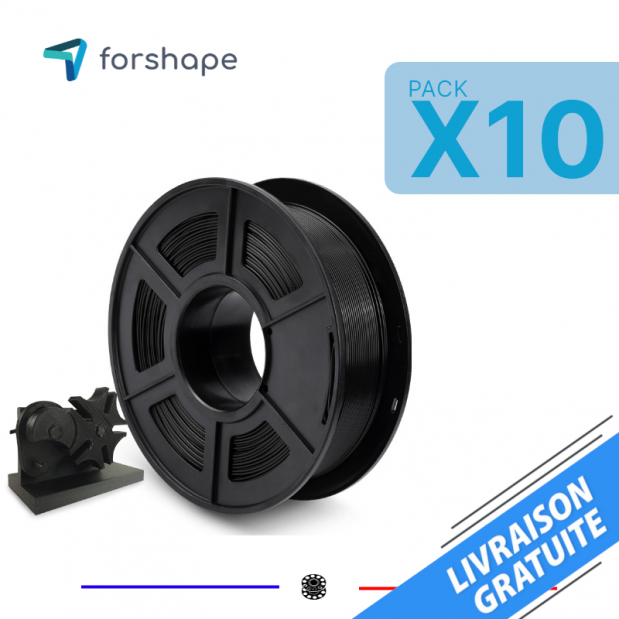 Pack x10 PLA Forshape ecoPLA Schwarz - 10 Kg - 1.75mm