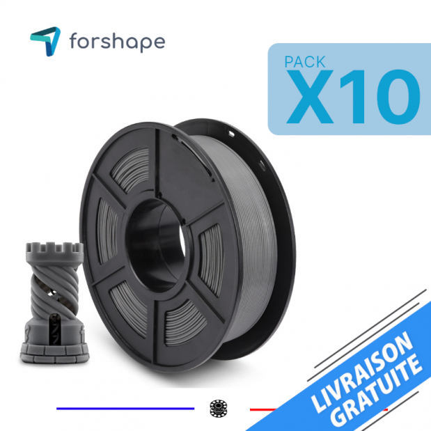 Pack x10 PLA Forshape ecoPLA Grau - 10 Kg - 1.75mm