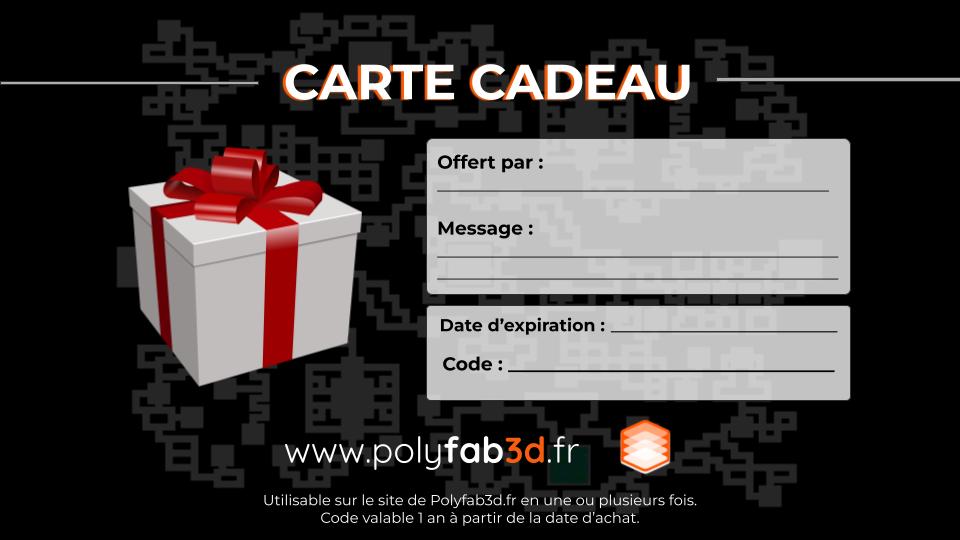 carte cadeau personnalisable impression 3D